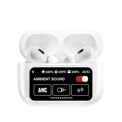 A9 Pro Touch Screen AirPods Pro with Active Noise Cancellation (ANC) & LCD Display | Bluetooth 5.0 Wireless Earbuds