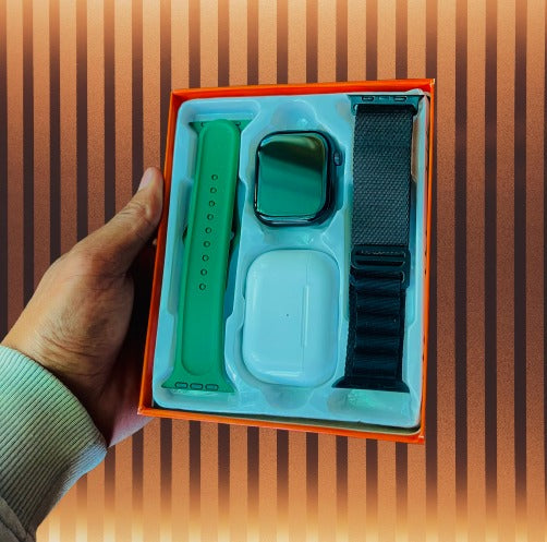 S9 Pro Max Smart Watch with Wireless Earbuds | Series 9 Combo with 2 Straps | Bluetooth Calling & Fitness Tracker