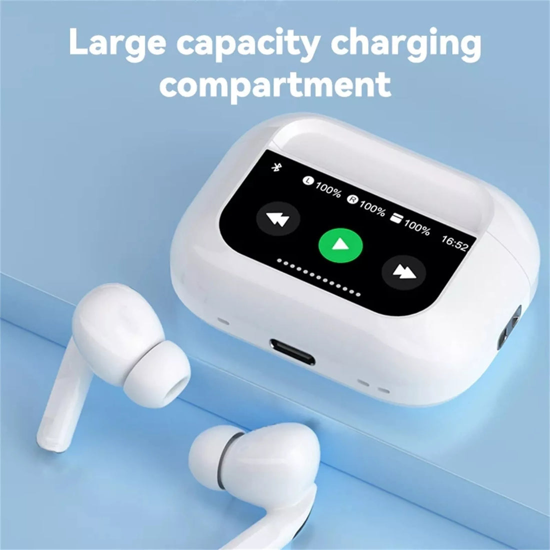 A9 Pro Touch Screen AirPods Pro with Active Noise Cancellation (ANC) & LCD Display | Bluetooth 5.0 Wireless Earbuds